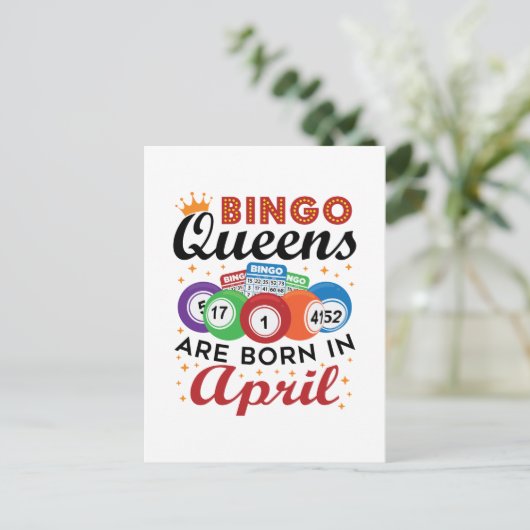 Bingo Queens wordt geboren in april Briefkaart (Staand voorkant)