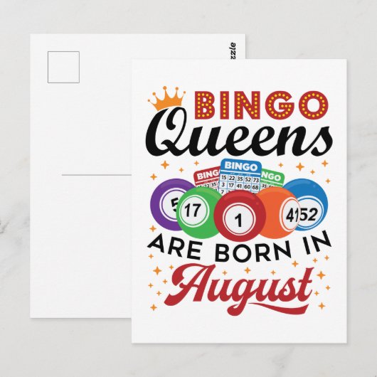 Bingo Queens wordt in augustus geboren Briefkaart (Voorkant / Achterkant)