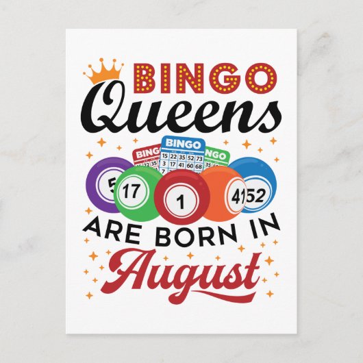 Bingo Queens wordt in augustus geboren Briefkaart (Voorkant)