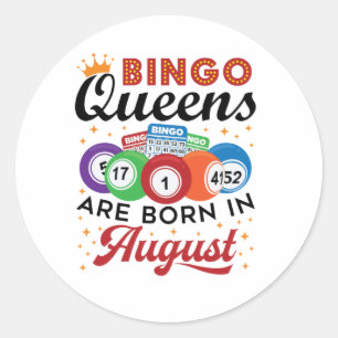 Bingo Queens wordt in augustus geboren Ronde Sticker