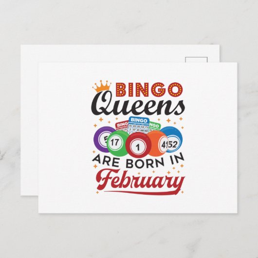 Bingo Queens wordt in februari geboren Briefkaart (Voorkant / Achterkant)