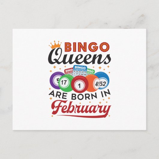 Bingo Queens wordt in februari geboren Briefkaart (Voorkant)