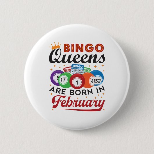 Bingo Queens wordt in februari geboren Ronde Button 5,7 Cm (Voorkant)