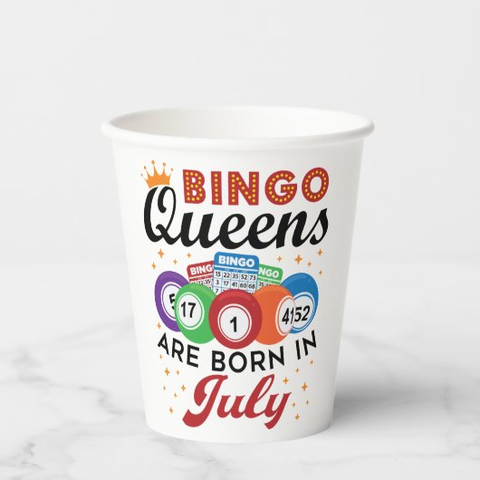 Bingo Queens wordt in juli geboren Papieren Bekers (Voorkant)