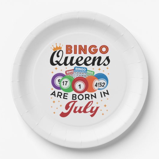 Bingo Queens wordt in juli geboren Papieren Bordje (Voorkant)
