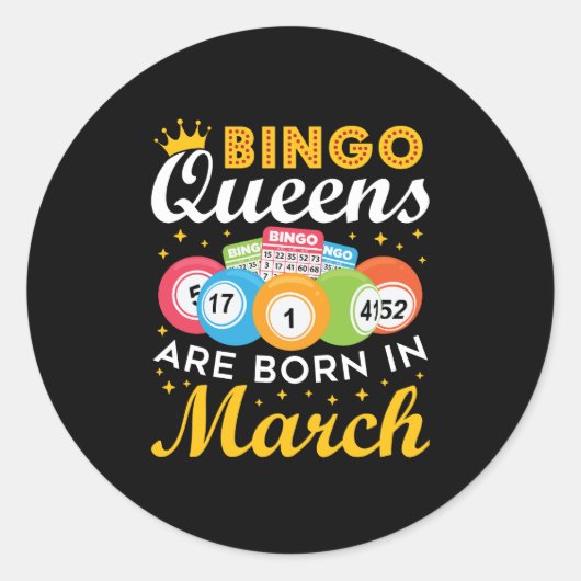 Bingo Queens wordt in maart geboren Ronde Sticker (Voorkant)