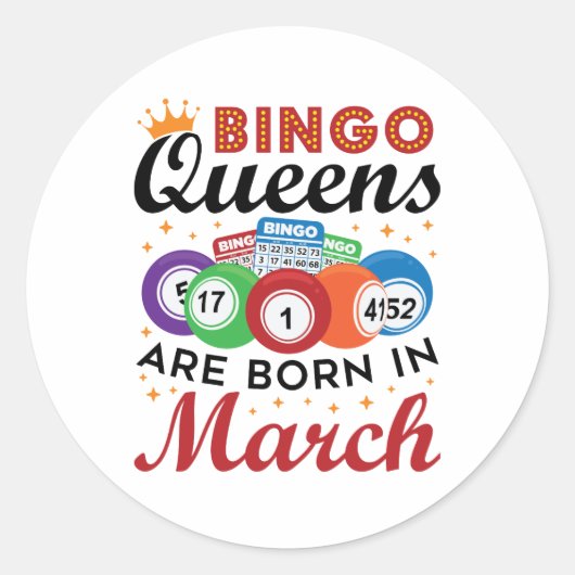 Bingo Queens wordt in maart geboren Ronde Sticker (Voorkant)