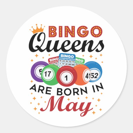 Bingo Queens wordt in mei geboren Ronde Sticker (Voorkant)