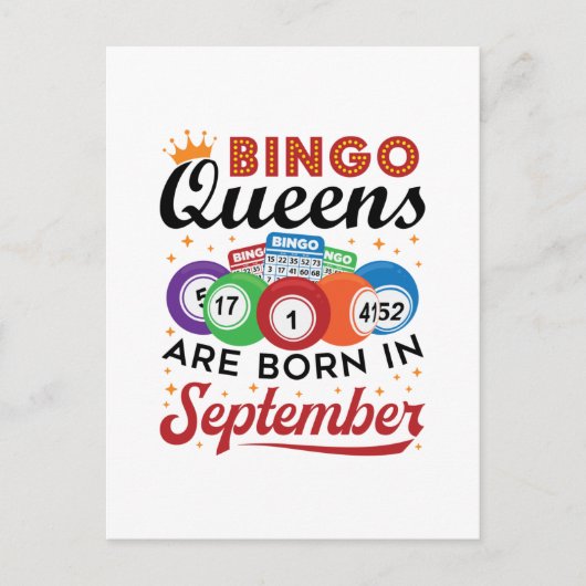 Bingo Queens wordt in september geboren Briefkaart (Voorkant)