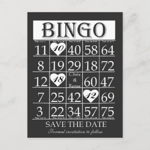 Bingo Save the Date Zwart-wit Briefkaart