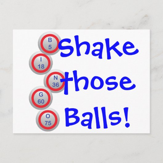 Bingo! Schud die Balls! Briefkaart (Voorkant)