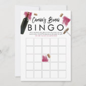 Bingo Spel Kaart Wijn Vrijgezellenfeest Thema (Voorkant)