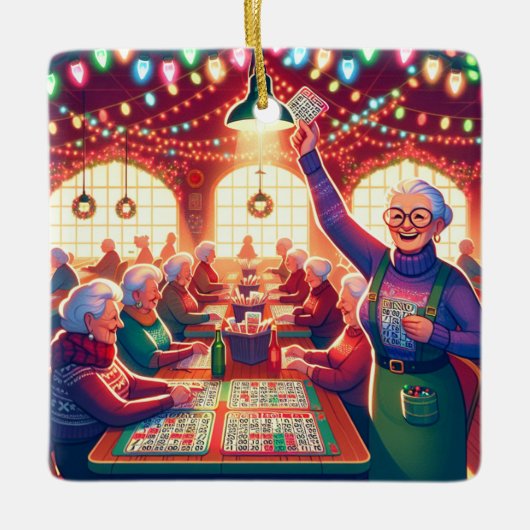 Bingo Spel Kerstmis Keramisch Ornament (Voorkant)