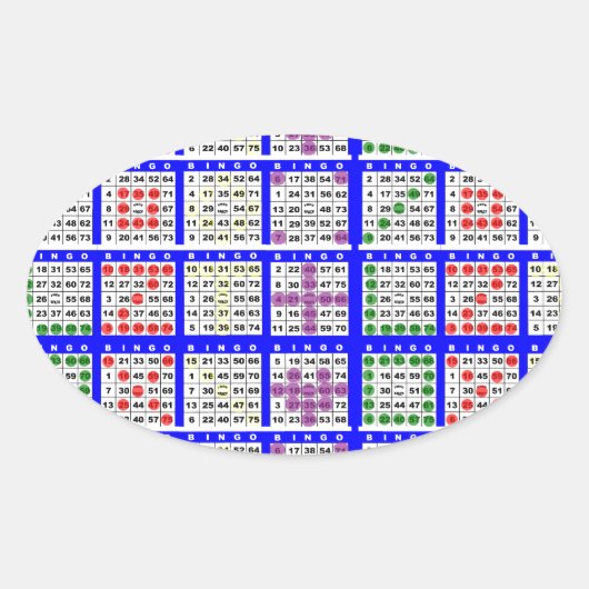 Bingo spel patronen groot raster ovale sticker (Voorkant)