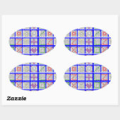 Bingo spel patronen groot raster ovale sticker (Vel)