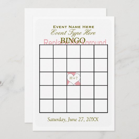 Bingo spel Sjabloon Kaart (Voorkant / Achterkant)