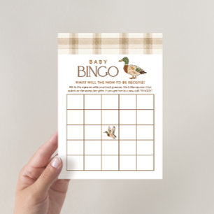 Bingo spel voor babyshower met wilde eend