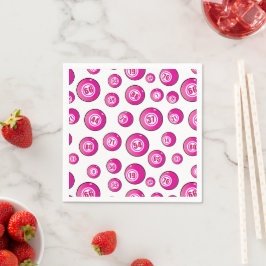 Bingo Speler Schattige Roze en Wit Genummerde Ball Servet