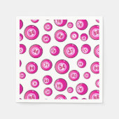 Bingo Speler Schattige Roze en Wit Genummerde Ball Servet (Voorkant)