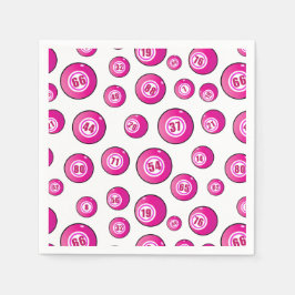 Bingo Speler Schattige Roze en Wit Genummerde Ball Servet