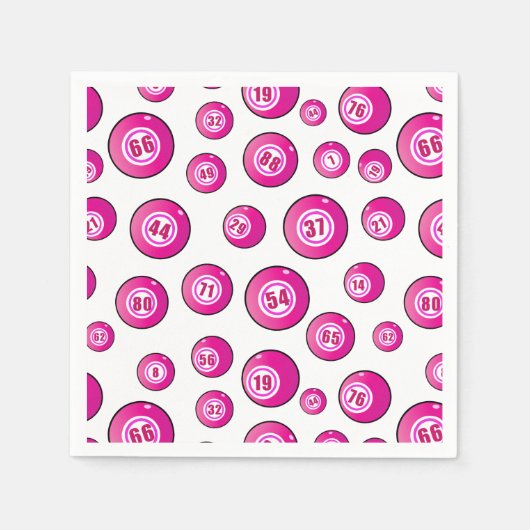 Bingo Speler Schattige Roze en Wit Genummerde Ball Servet (Voorkant)