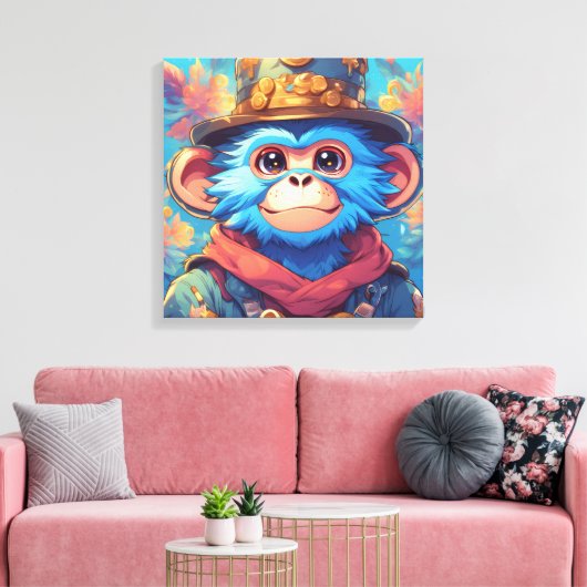 Bingo the Blue Monkey Canvas Afdruk (Insitu (Woonkamer))