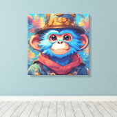 Bingo the Blue Monkey Canvas Afdruk (Insitu (Houten vloer))