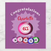 Bingo thema verjaardagsfeestje gepersonaliseerd wijn etiket (Enkel label)