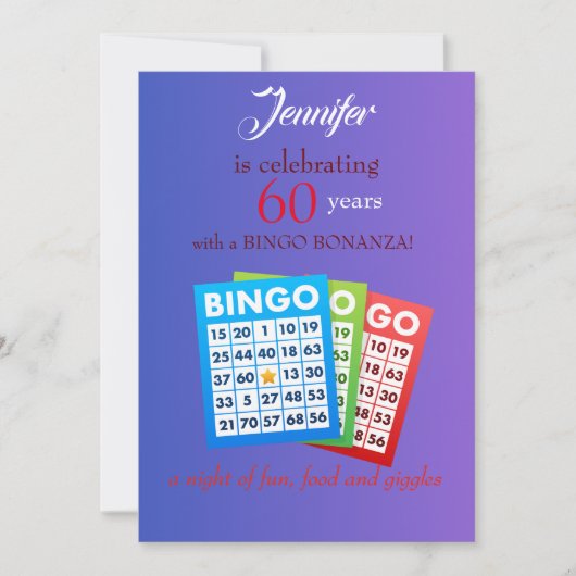 BINGO thema verjaardagsfeestuitnodiging Kaart (Voorkant)