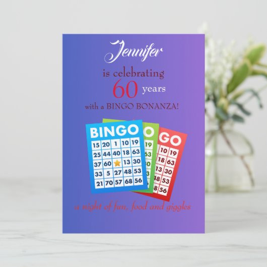 BINGO thema verjaardagsfeestuitnodiging Kaart (Staand voorkant)