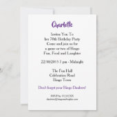 Bingo Thleed Party Fun Colorful Invitation Kaart (Achterkant)