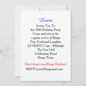 Bingo Thmed Party Fun Colorful Kaart (Achterkant)