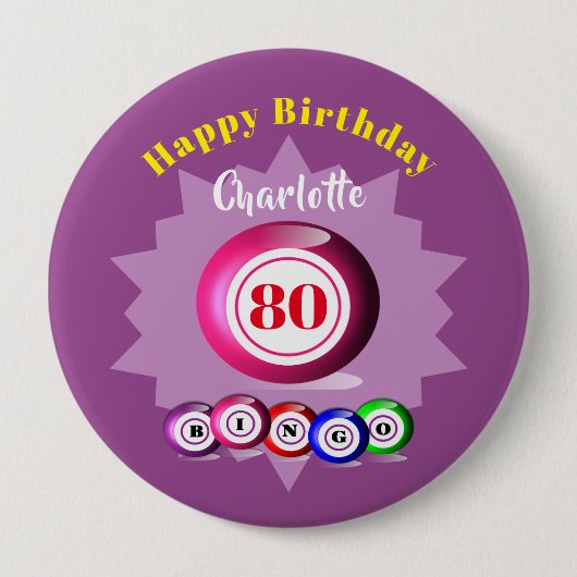 Bingo ThreadFun Birthday Persoonlijk Ronde Button 4,0 Cm (Voorkant)