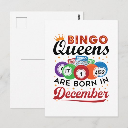 Bingo Verjaardag Bingo Koninginnen Zijn Geboren in Briefkaart (Voorkant / Achterkant)