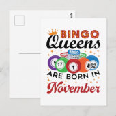 Bingo Verjaardag Vrouwen November Briefkaart (Voorkant / Achterkant)