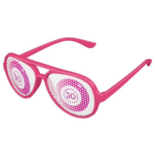 Bingo Verjaardagsfeestje Roze Wit Aviator Zonnebril (Gekanteld)