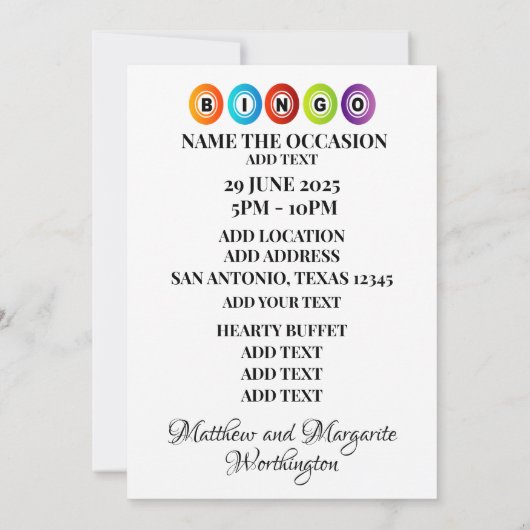 Bingo VIP Uitnodiging (Achterkant)