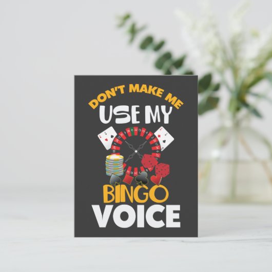 Bingo Voice Funny Casino Gambler Bingo Player Briefkaart (Staand voorkant)