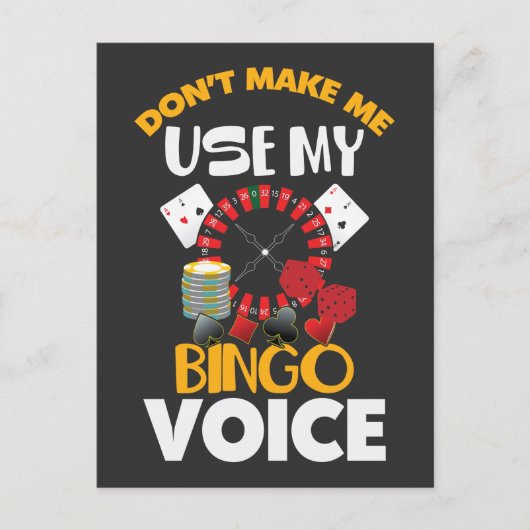 Bingo Voice Funny Casino Gambler Bingo Player Briefkaart (Voorkant)
