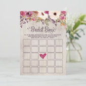 Bingo Vrijgezellenfeest Game Rustic Boho Flower Fl Kaart (Staand voorkant)