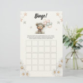 Bingo Whimsical Teddy Bear Baby Shower Game Briefpapier (Staand voorkant)