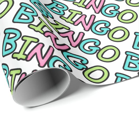 Bingo word art wrapping paper cadeaupapier (Rol Hoek)