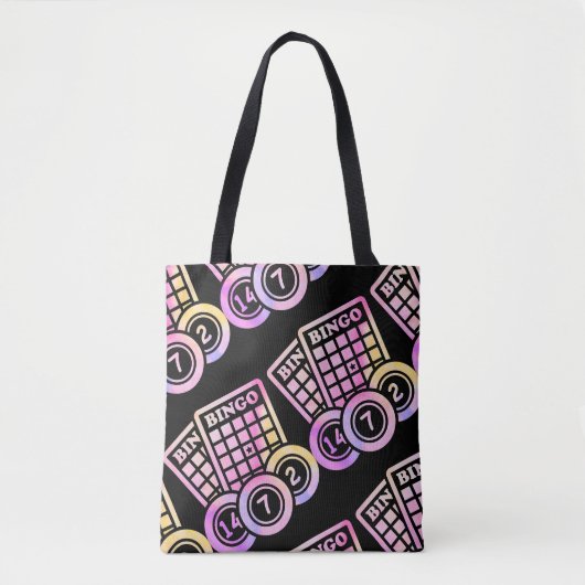 Bingobladen en ballen - roze en geel tote bag (Voorkant)