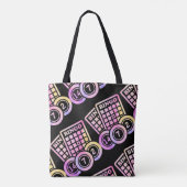 Bingobladen en ballen - roze en geel tote bag (Achterkant)