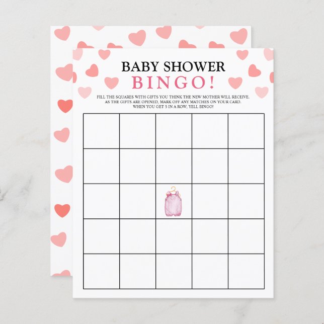 bingogame | Valentijnse Baby shower Games (Voorkant / Achterkant)