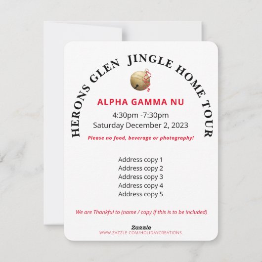 BINGOKAART FEESTDAGENKAART (Achterkant)