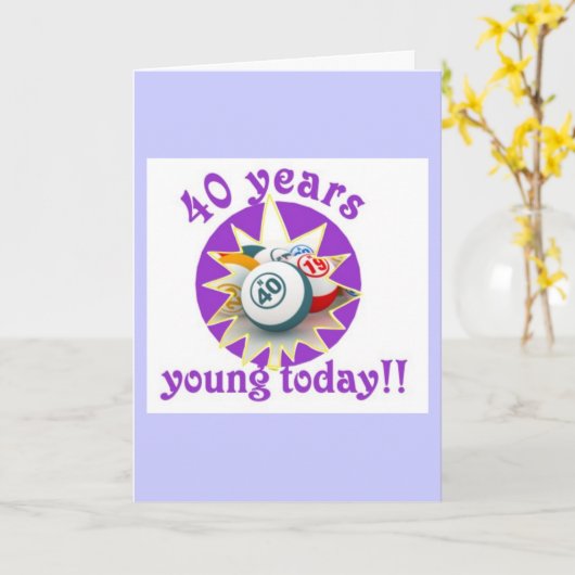 Bingokaarten - 40e verjaardag kaart (Gele Bloem)