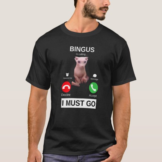 Bingus Belooft Haarloze Sphynx Kat Meme T-shirt (Voorkant)