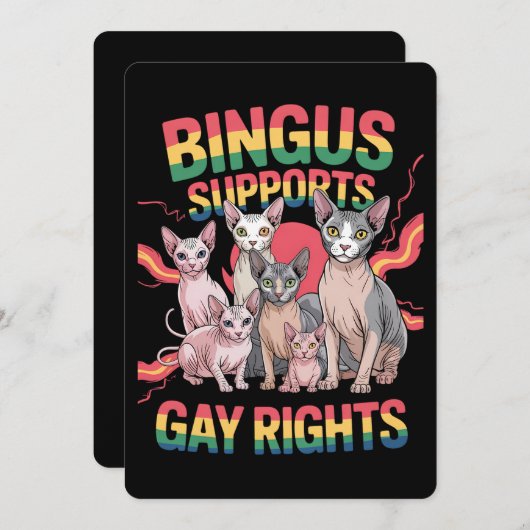 Bingus ondersteunt homorechten Sphynx Cat LGBTQ Pr Kaart (Voorkant / Achterkant)