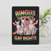 Bingus ondersteunt homorechten Sphynx Cat LGBTQ Pr Kaart (Staand voorkant)